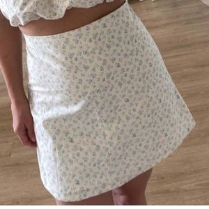 Floral Mini Skirt in Cream and Blue